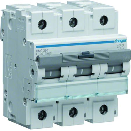 HMC390 Hager HMC MCB, 3P, 100A, 400V AC, 15 Breaking Capacity