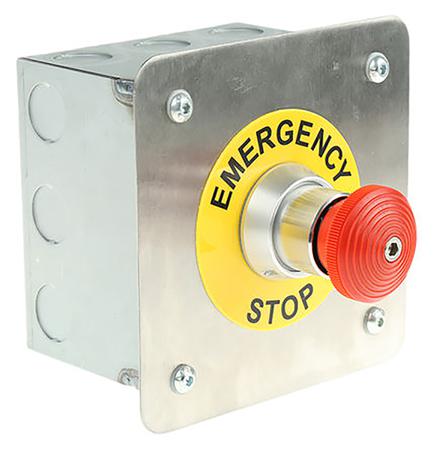 EMSH/T/F/CO Craig & Derricott Stay Put Control Station Switch - SPDT, Stainless Steel, 9 Cutouts, Red, Emergency Stop, IP65