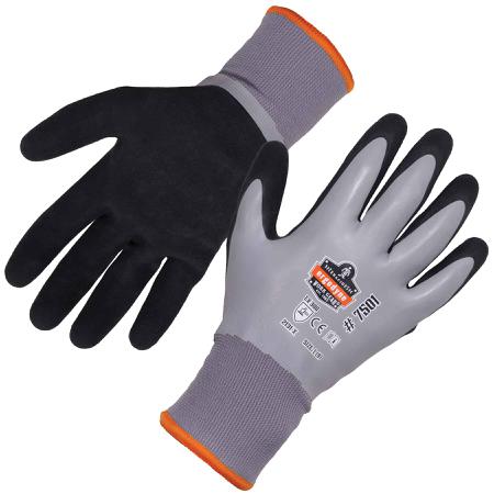 17634 Ergodyne ProFlex Grey Acrylic Waterproof Work Gloves, Size L, Nitrile Coating