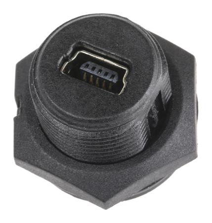 USBMINIBF7PCB Amphenol Socapex Straight, Through Hole, Socket- Single Port Type Mini B 2.0 USB Connector
