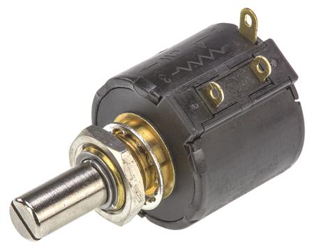 3549S-1AA-202A Bourns 3549 Series Wirewound Potentiometer with a 6.35 mm Dia. Shaft 10-Turn, 2kΩ, ±3%, 2W, ±50ppm/°C, Panel Mount