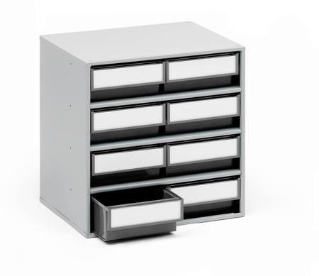 0830-3 Treston 8 Drawer Storage Unit, Plastic, 395mm x 400mm x 300mm, Grey