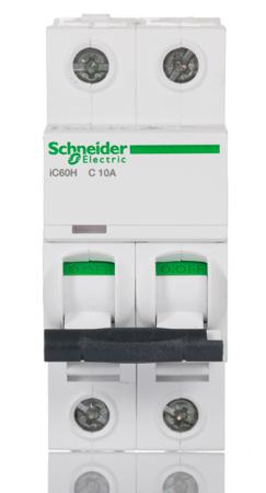 A9F54210 Schneider Electric Acti 9 iC60H MCB Mini Circuit Breaker 2P, 10 A, 10 KA, Curve C