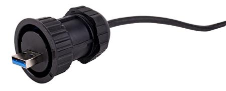 I4USB3IP68 AXINDUS Straight, Panel Mount, Socket- Single Port Type USB 3 Type A Type A IP68 USB Connector