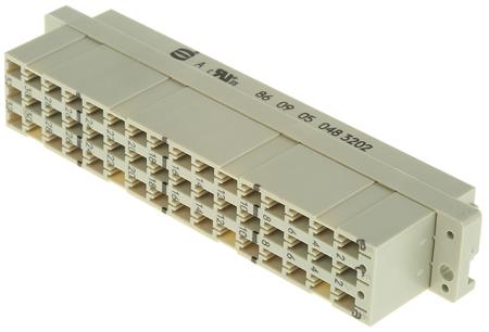 09050483202 HARTING 09 05 48 Way 5.08mm Pitch, Type E, 3 Row, Straight DIN 41612 Connector, Socket