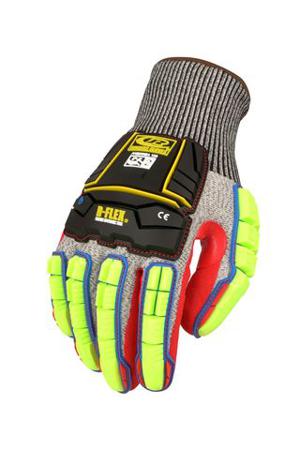 080-10 Ansell Ringers R-080 Black, Grey, Neon Green, Red HPPE Abrasion Resistant, Cut Resistant Waterproof Gloves, Size 10,