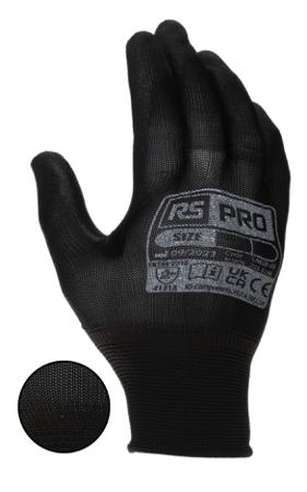 LN620-10 RS PRO Black Nylon General Purpose Work Gloves, Size 10, XL, Polyurethane Coating