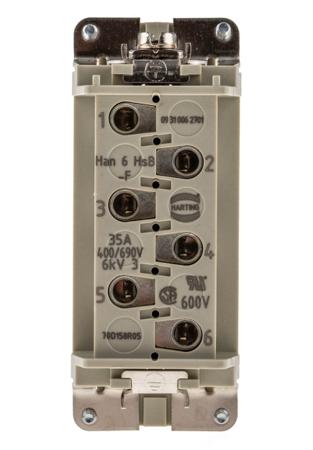 09310062701 HARTING Heavy Duty Power Connector Insert, 35A, Female, Han HSB Series, 7 Contacts