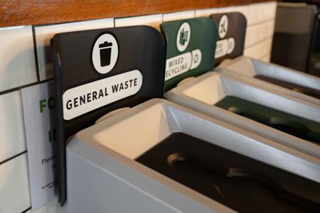 2217670 Rubbermaid Commercial Products Slim Jim Recycling Station Bundle 3-Stream 261 Grey Hinged Polyethylene Waste Bin