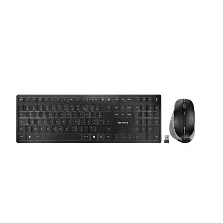 JD-9500FR-2 Cherry CHERRY DW 9500 SLIM Wireless Ergonomic Keyboard and Mouse Set, AZERTY (France), Black