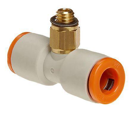 KQ2T09-34AS SMC Pneumatic Tee Threaded-to-Tube Adapter, 1/8 x 7.9mm x 7.9mm, 1 MPa, 3 MPa