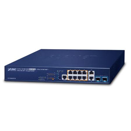 GS-5220-8UP2T2X Planet , Managed Switch 10 Port Network Switch With PoE RJ-45