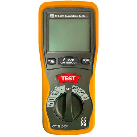 MX-720 Catu  Insulation Tester, 1000V dc Max, 2000MΩ Max, Cat III 1000V