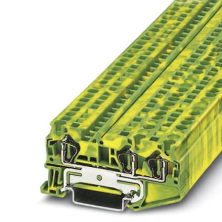 3031416 Phoenix Contact  ST 4-TWIN-PE Series Green/Yellow, Single-Level, Spring Clamp Termination