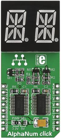 MIKROE-1851 MikroElektronika , AlphaNum G Click 2 14 Segment Display Add On Board With TLC5926 x 2