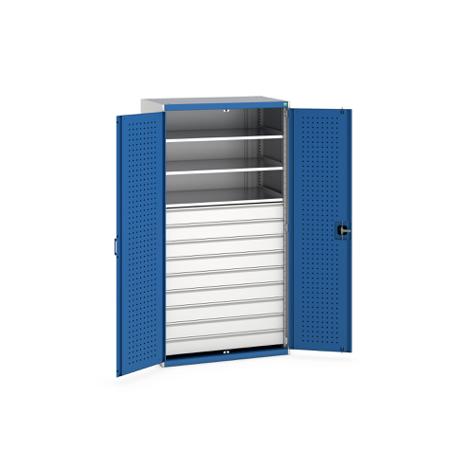 40021114-11V Bott 2 Door, 9 Drawer Sheet Steel Floor Standing Cupboard, 1050 X 650 X 2000mm