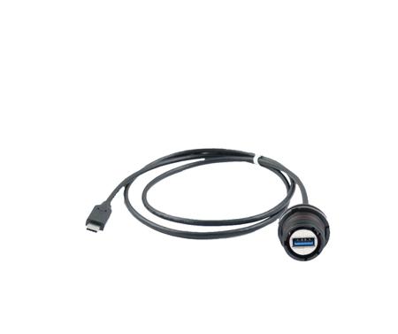 31931ZN-015 Amphenol Socapex Straight, Panel Mount, Female to Male- Dual Port Type Type A to Type C USB 3.2 IP68 USB Adaptor