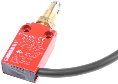 83872101 Crouzet Plunger Limit Switch, NO/NC, IP66, IP67, Metal Housing, 240V ac Max, 6A Max