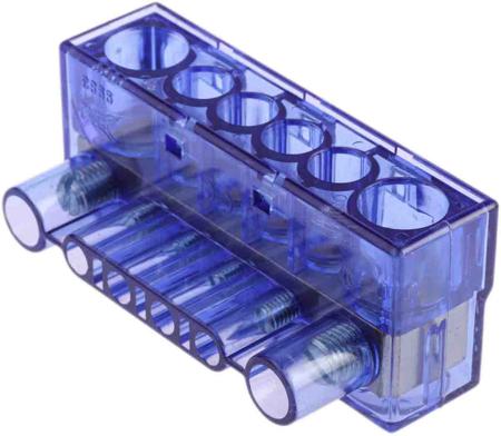 868-0799 RS Pro , Non-Fused Terminal Block, 6 Way/Pole, Screw Terminals, 16 mm² Panel Mount, PC, 750 V