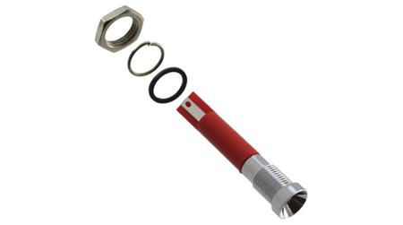 Q8R1CXXR24E APEM Q8 Series Red Panel Mount Indicator, 24V dc, 8mm Mounting Hole Size, Faston, Solder Lug Termination, IP67