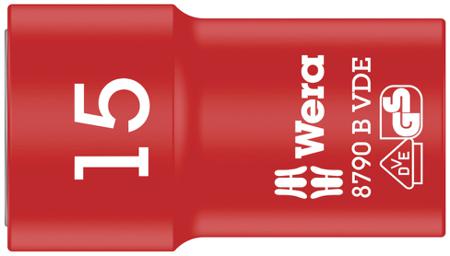 05004959001 Wera 3/8 in Drive 15mm Insulated Standard Socket, 6 point, VDE/1000V, 46 mm Overall Length