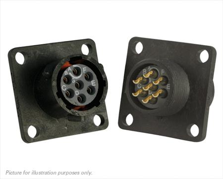 UTS010E7S Souriau Sunbank by Eaton Circular Connector, 7 Contacts, Flange, Standard Connector, Plug, Female, IP68, IP69K, UTS
