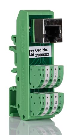 2900682 Phoenix Contact 8-Contact Female Interface Module, RJ45 Connector, DIN Rail Mount, 4A