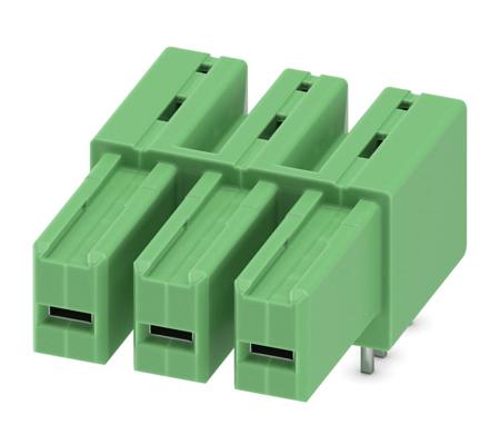 1708394 Phoenix Contact, 7.62mm Pitch, IPC 5/ 3-G-7.62, 3 Way, Right Angle, Pluggable Terminal Block, Inverted Header, Through