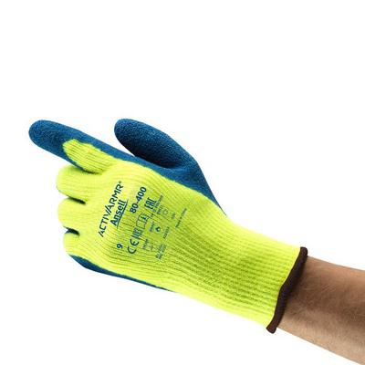 80400070 Ansell ActivArmr 80-400 Blue Acrylic Abrasion Resistant, Cut Resistant Work Gloves, Size 7, Latex, Natural Rubber