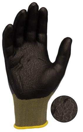 CON1AV-07 Tornado Contour Avenger Black, Grey Polymer Coated Nylon Work Gloves, Size 7, Small