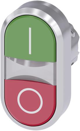 3SU1051-3AB42-0AK0 Siemens SIRIUS ACT Series, Green, Red Push Button Head, 22.3mm Cutout
