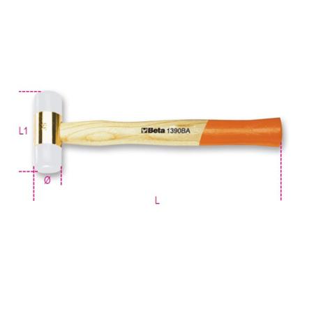 1390BA BETA Beryllium Copper Soft Face Hammer with Wood Handle, 1kg
