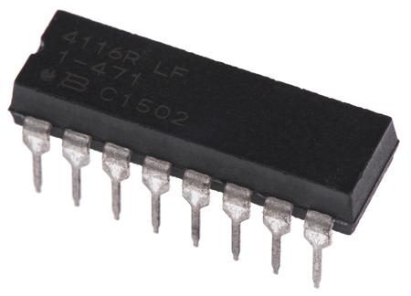 4116R-1-471LF Bourns, 4100R 470Ω ±2% Isolated Resistor Array, 8 Resistors, 2.25W total, DIP, Through Hole