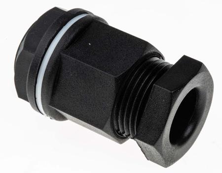 127-215 RS Pro M20 Black Plastic, IP55 Cable Gland With Locknut