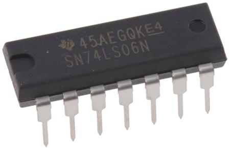 SN74LS06N Texas Instruments  Hex Inverter, 14-Pin PDIP