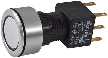 A1PCA1Y220K303 DP Momentary Push Button Switch, Panel Mount Amber LED