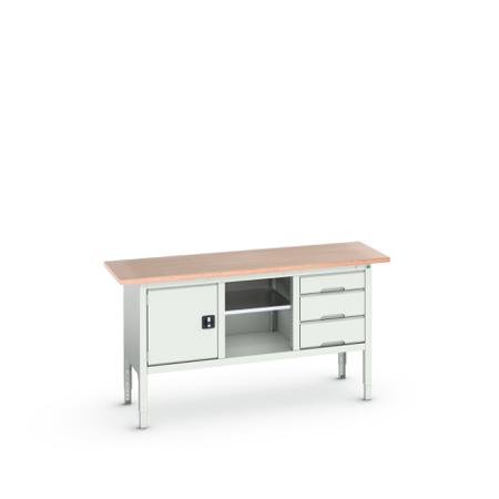 16923020-16 Bott Steel Workbench, 75kg Max Load, Adjustable Height, 930mm x 600mm x 1750mm