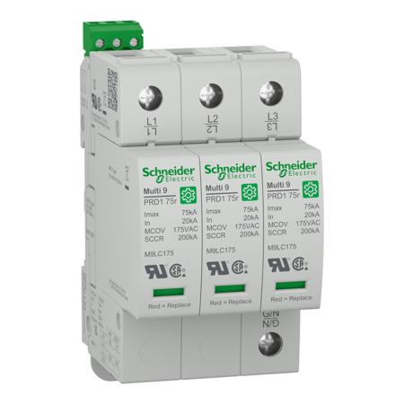 M9L13208 Schneider Electric 3 Phase Surge Arrester, 75kA, 1200V (Volts), Clip-On Mount