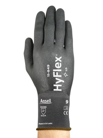 11849100 Ansell Black Nylon Abrasion Resistant Work Gloves, Size 10, Foam Nitrile Coating