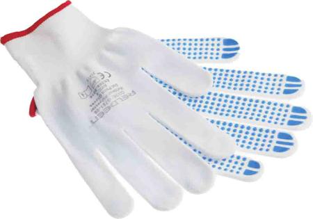 G781-09 Reldeen White Polyester, PVC Dot Grip Gloves, Size 9, Large, 2 Gloves