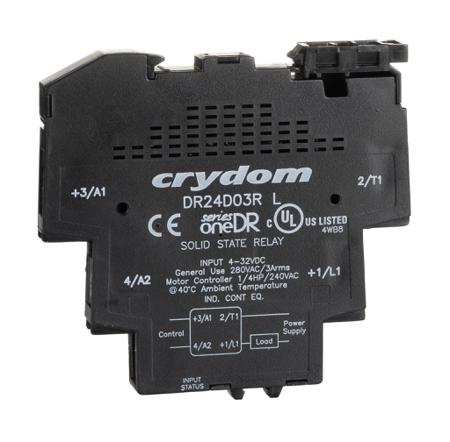DR24D03R Sensata Crydom SeriesOne DR Series Solid State Interface Relay, 32 V dc Control, 3 A Load, DIN Rail Mount