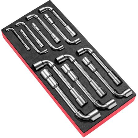 MODM.75PB Facom Hex Tubular Box Spanner Set, 7 - 8 - 9 - 10 - 11 - 12 - 13 - 14 - 15 - 16 - 17 - 18 - 19 mm Tip