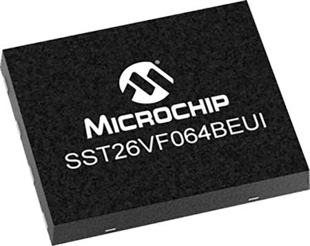 SST26VF064BEUI-104I/MF Microchip Split 64Mbit Serial-SPI Flash Memory 8-Pin WDFN,