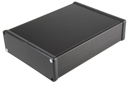 1455T2201BK Hammond 1455 Series Black Aluminium Enclosure, IP54, Black Lid, 220 x 160 x 51.5mm