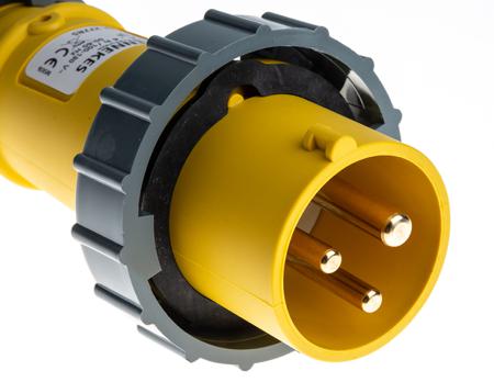 277RS MENNEKES, AM-TOP IP67 Yellow Cable Mount 3P Industrial Power Plug, Rated At 16A, 110 V