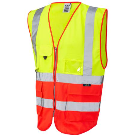 W11-Y/R-M Leo Workwear Orange, Yellow Hi-Vis Hi Vis Vest, M