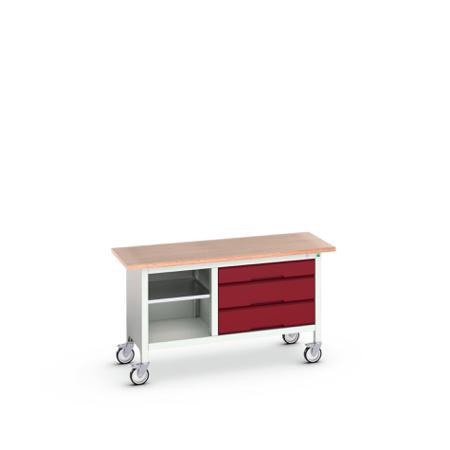 16923213.24 3 Drawer Sheet Steel Floor Standing Storage Cabinet, 1500 x 600 x 830mm