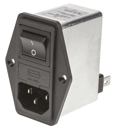 FN284B-2-06 Male C14 IEC Filter Panel Mount 5 x 20mm,faston,Rated At 2A,250 V ac Operating Frequency 50 → 400Hz