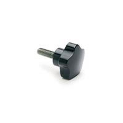 66388 Elesa  Black Duroplast Lobe Knob, M8, Threaded Stud