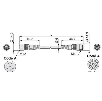 EX500-AC100-SSPS SMCEX500, 10m M12 to Female M12 Female, Shielded Shielded, Terminated PVC Sheath
